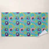 Funky Blue Circles Beach Handtuch (Vorderseite)