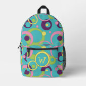 Funky Blue Circles Bedruckter Rucksack (Vorderseite)