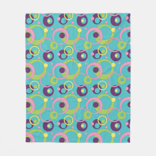 Funky Blue Circles Fleece-Decke Fleecedecke