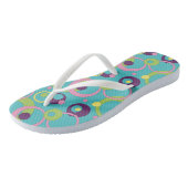 Funky Blue Circles Flip Flops Badesandalen (Schrägansicht)