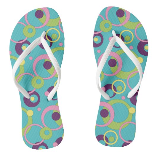 Funky Blue Circles Flip Flops Badesandalen (Fußbett)