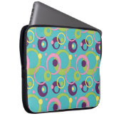 Funky Blue Circles Laptop Sleeve (Vorne Rechts)