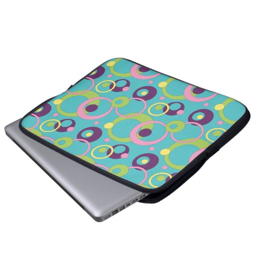 Funky Blue Circles Laptop Sleeve (Vorne Knopf)