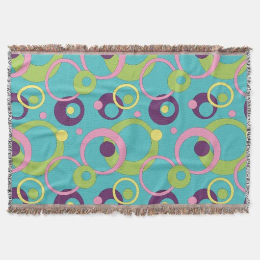 Funky Blue Circles Throw Blanket Decke (Vorderseite)
