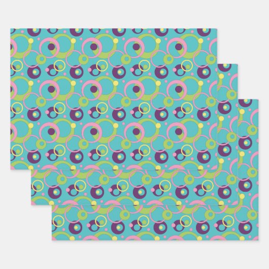 Funky Blue Circles Wrapping Paper Set Geschenkpapier Set (Set)