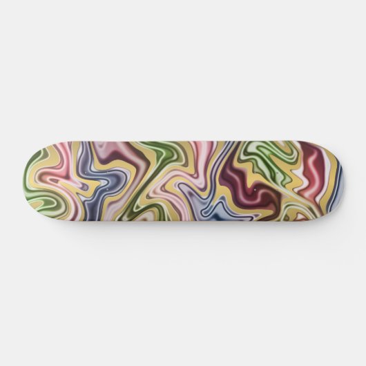 Funky Blue Dark Red Green Wave Art Muster Skateboard (Horizontal)
