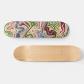 Funky Blue Dark Red Green Wave Art Muster Skateboard (Horizontal)