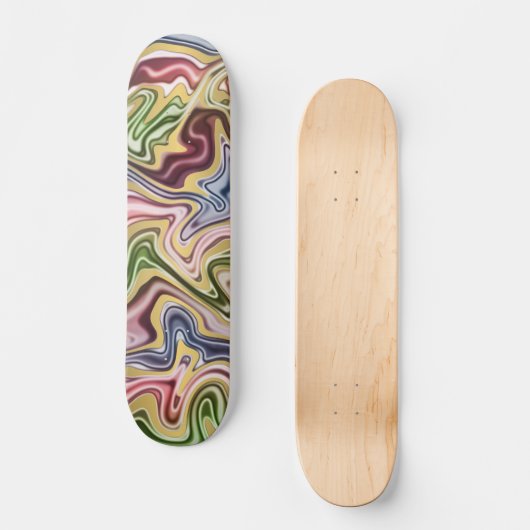 Funky Blue Dark Red Green Wave Art Muster Skateboard (Vorderseite)