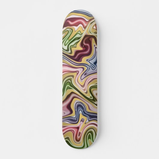 Funky Blue Dark Red Green Wave Art Muster Skateboard (Vorne)