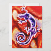 Funky Blue Lila Orange Lizard Gecko Southwestern Einladung (Rückseite)