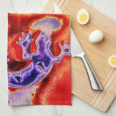 Funky Blue Lila Orange Lizard Gecko Southwestern Geschirrtuch (Viertel Falte)