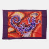 Funky Blue Lila Orange Lizard Gecko Southwestern Handtuch (Horizontal)