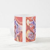 Funky Blue Lila Orange Lizard Gecko Southwestern Mattglastasse (Vorderseite Links)