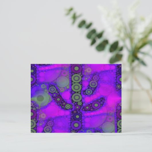 Funky Blue Lila Saguaro Cactus Mosaic Postkarte (Stehend Vorderseite)