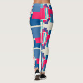 Funky Blue+Pink Square Pattern Leggings, die Psyde Leggings (Rückseite)