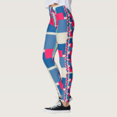 Funky Blue+Pink Square Pattern Leggings, die Psyde Leggings (Links)