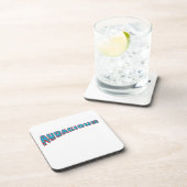 Funky Blue/Red Vocabulary-Audacious Retro Style Getränkeuntersetzer (Rechte Seite)