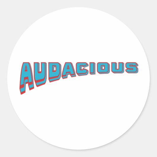 Funky Blue/Red Vocabulary-Audacious Retro Style Runder Aufkleber (Vorderseite)