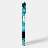 Funky Blue Retro Blumenmuster mit Namen Case-Mate iPhone Hülle (Rückseite / Rechts)