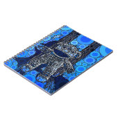 Funky Blue Sock Monkey Circles Bubbles Pop Art Notizblock (Linke Seite)