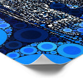 Funky Blue Sock Monkey Circles Bubbles Pop Art Poster (Ecke)