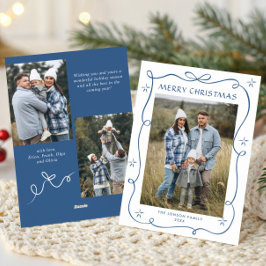 Funky Blue Weihnachts-Schleifenband 3 Foto Feiertagskarte