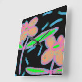 Funky Blume Abstrakt Art Quadratische Wanduhr (Winkel)