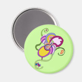 Funky Blume Abstrakt Illustration Magnet (Vorderseite/Rückseite)