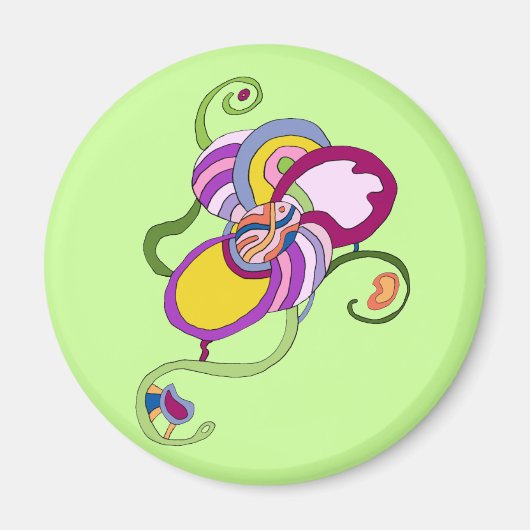 Funky Blume Abstrakt Illustration Magnet (Vorne)