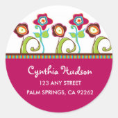 Funky-Blume-Adressenmarkierungen Runder Aufkleber (Vorderseite)