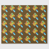 Funky Blume Aquarellkunst Geschenkpapier (Flach)