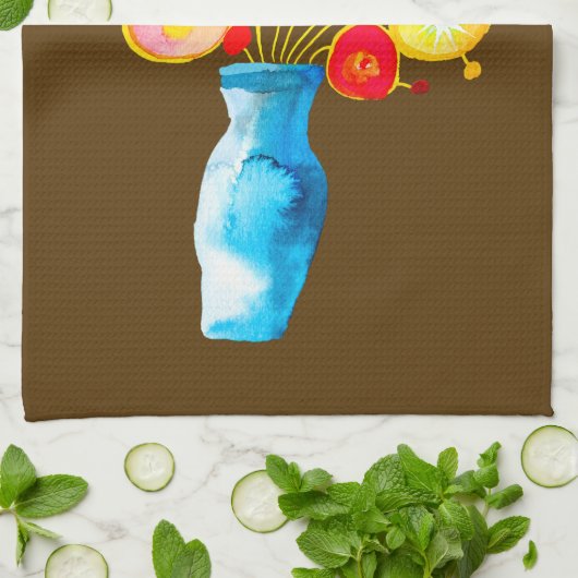 Funky Blume Aquarellkunst Geschirrtuch (Gefaltet)