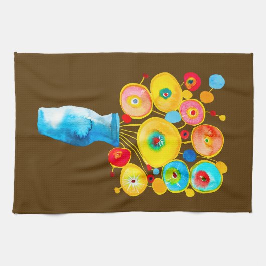 Funky Blume Aquarellkunst Geschirrtuch (Horizontal)