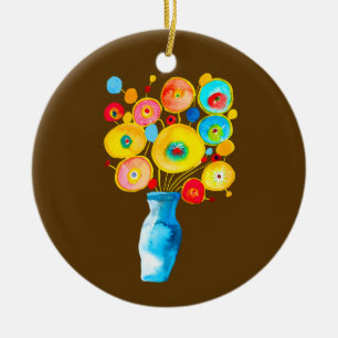 Funky Blume Aquarellkunst Keramik Ornament