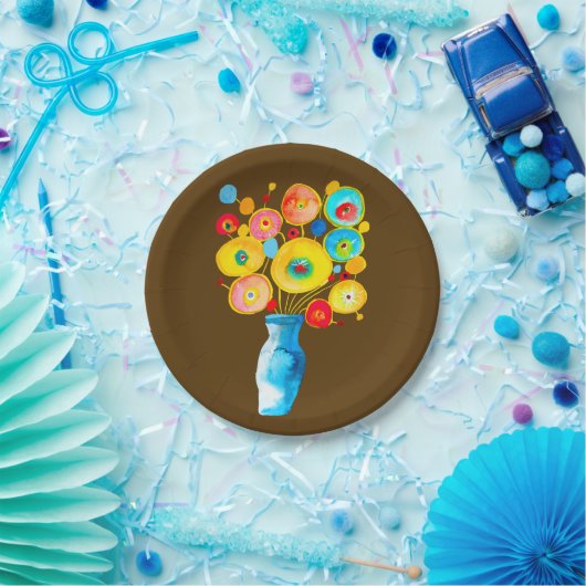 Funky Blume Aquarellkunst Pappteller (Party)