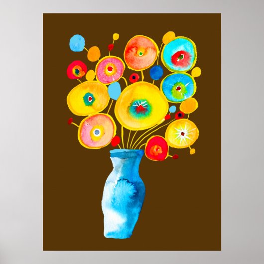 Funky Blume Aquarellkunst Poster (Vorne)