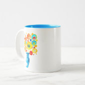 Funky Blume Aquarellkunst Zweifarbige Tasse (Vorderseite Links)