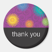 Funky Blume auf Lila Magnet (Vorne)