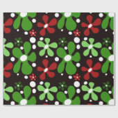 Funky Blume in rot und grün Geschenkpapier (Flach)