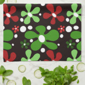 Funky Blume in Rot und Grün Geschirrtuch (Gefaltet)