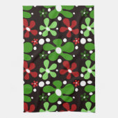 Funky Blume in Rot und Grün Geschirrtuch (Vertikal)