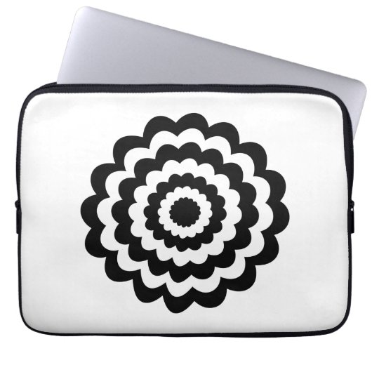 Funky Blume in Schwarzweiss. Laptopschutzhülle (Vorderseite)