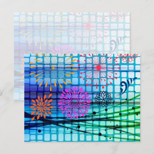 Funky Blume Light Rays Abstraktes Design Postkarte (Vorne/Hinten)