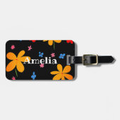 Funky Blume Personalisiert Gepäckanhänger (Vorderseite horizontal)