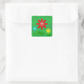 Funky Blume Quadratischer Aufkleber (Tasche)