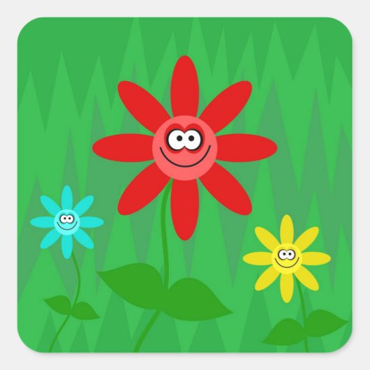 Funky Blume Quadratischer Aufkleber (Vorderseite)