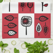 Funky Blume und Blätter in Rot & Schwarze Küche bi Geschirrtuch (Gefaltet)