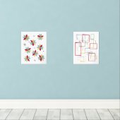 Funky Blume und Rahmen Mitte des 20. Bilderwand Sets (Holzboden)