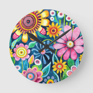 Funky Blume Wall Clock Runde Wanduhr