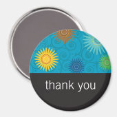 Funky Blumen auf Aqua-Magneten Magnet (Vorderseite/Rückseite)